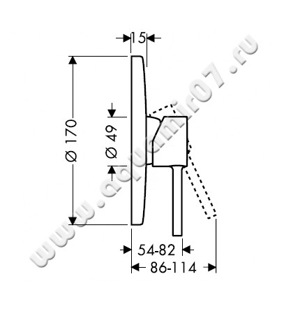 Однорычажный смеситель для душа Hansgrohe Axor Starck 10616000 размеры
