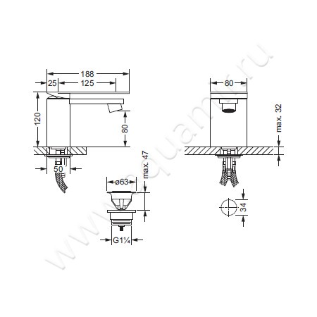 Смеситель для раковины Joerger Plateau 630.10.300.066 размеры