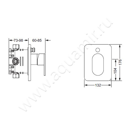 Встраиваемый смеситель для ванны Joerger Plateau 630.20.115.040 размеры