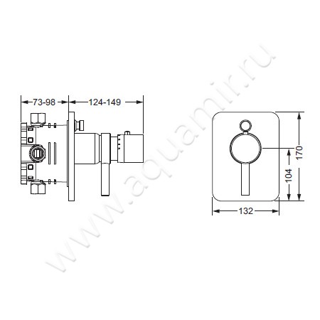Встраиваемый смеситель термостатический Joerger Plateau 630.40.375.020 размеры