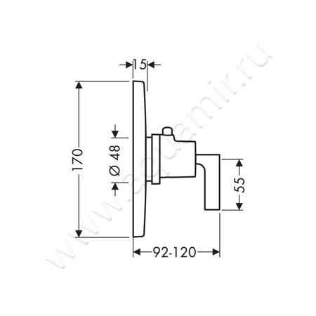 Термостатический смеситель для душа Hansgrohe Axor Citterio 39711000 размеры
