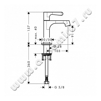 Кран для раковины на холодную воду Hansgrohe Axor Citterio M 34130000 размеры