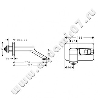Смеситель для раковины Hansgrohe Axor Urquiola 11026000 размеры