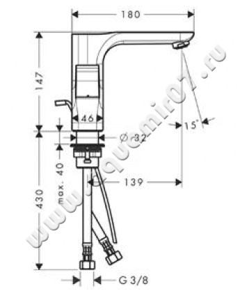Смеситель для раковины Hansgrohe Axor Urquiola 11024000 размеры