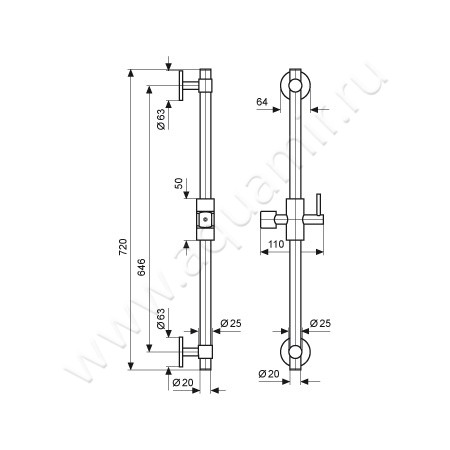 Душевой гарнитур Emmevi Deco ceramic CG C025410A размеры