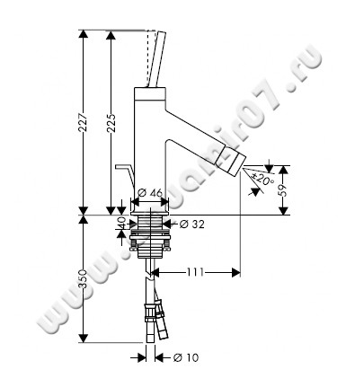 Смеситель для биде Hansgrohe Axor Starck 10211000 размеры