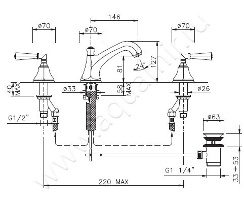 Смеситель для раковины Nicolazzi Teide 1908BZ05 размеры