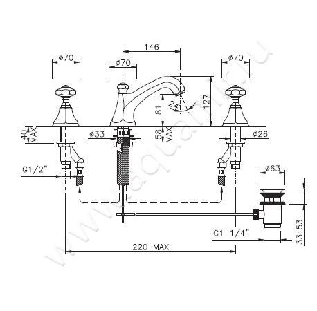 Смеситель для раковины Nicolazzi Teide 1908CR15 размеры
