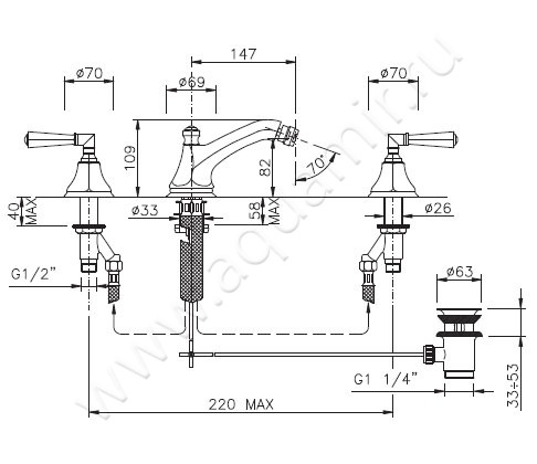 Смеситель для биде Nicolazzi Teide 1915CR17 размеры