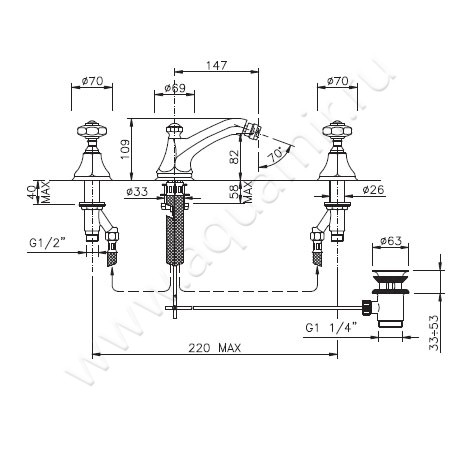 Смеситель для биде Nicolazzi Teide 1915CR15 размеры