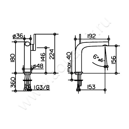 Смеситель для раковины Keuco Edition 400 51502010100 размеры