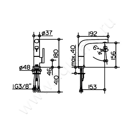 Смеситель для раковины Keuco Edition 400 51505010100 размеры