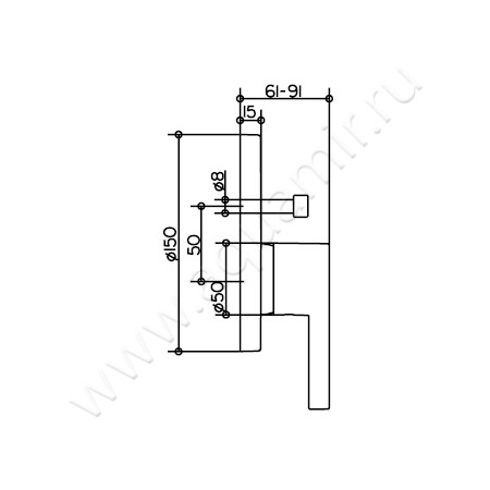Однорычажный смеситель для ванны/душа Keuco Edition 400 51572010281 размеры