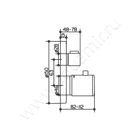 Термостатический смеситель для ванны/душа Keuco Edition 400 51574010181 размеры