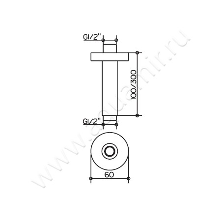 Душевой кронштейн Keuco Plan 51689 010100 размеры