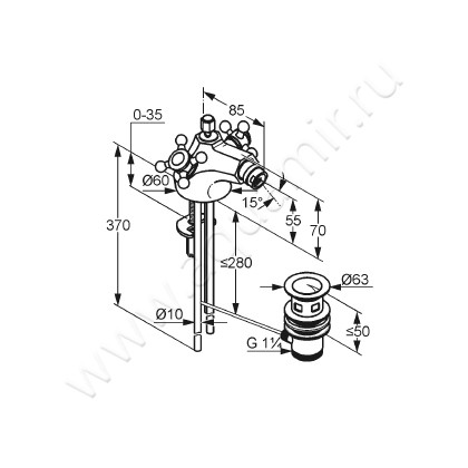 Смеситель для биде Kludi ADLON 512114520 размеры
