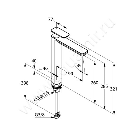 Однорычажный смеситель для раковины Kludi E2 492980575 размеры
