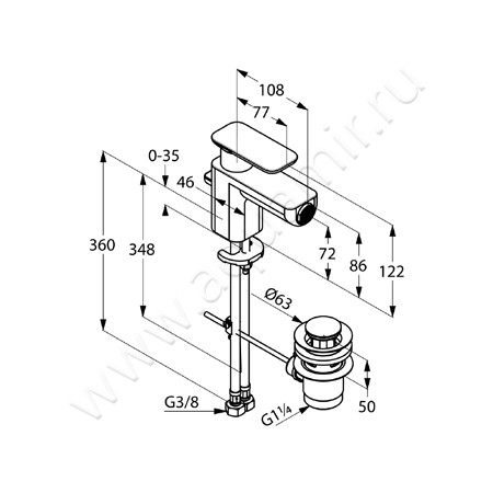 Смеситель для биде Kludi E2 492160575 размеры