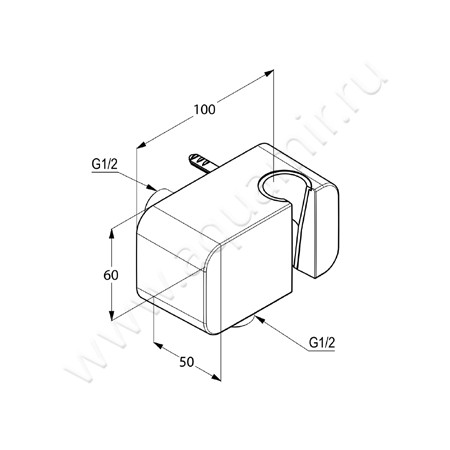 Штуцер с держателем лейки Kludi A-QA 6556005-00 размеры