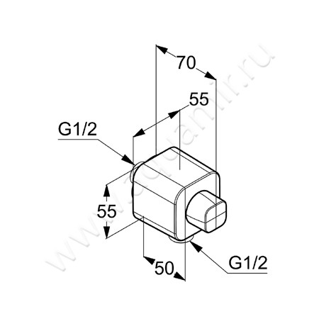 Шланговое подсоединение Kludi A-QA 6554405-00 размеры