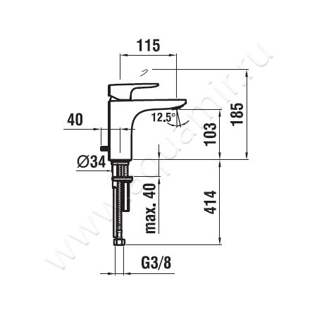 Смеситель для раковины Laufen City Plus 3.1175.1.004.110.1 размеры