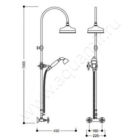 Душевой гарнитур Kerasan Retro 7398K1 размеры