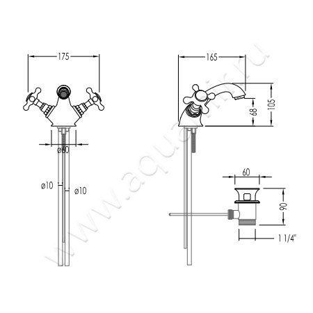 Смеситель для раковины Devon & Devon Austin UTAU910 размеры