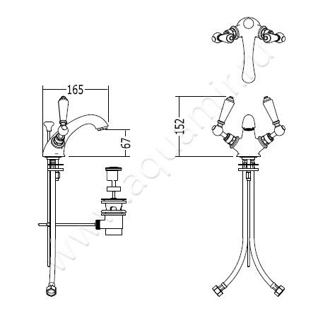 Cмеситель для раковины Devon & Devon Black Dandy MARF54BD размеры