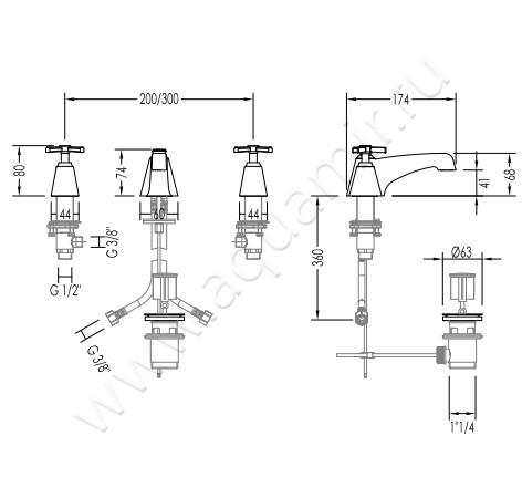 Смеситель для раковины Devon & Devon Time 2TIME200OT размеры