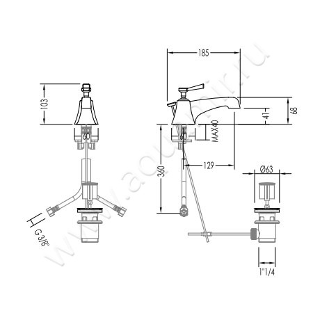 Смеситель для раковины Devon & Devon Time 2TIME210NKSA размеры