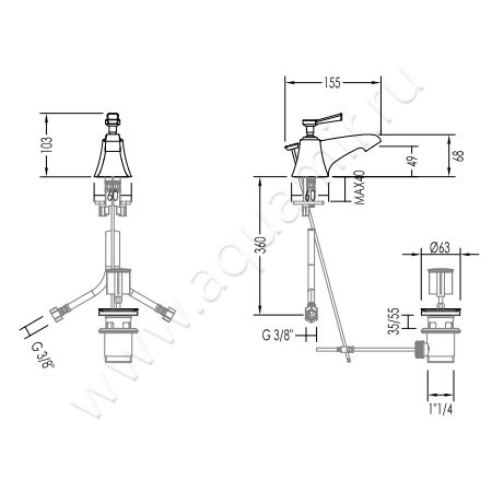 Смеситель для биде Devon & Devon Time 2TIME220NK размеры
