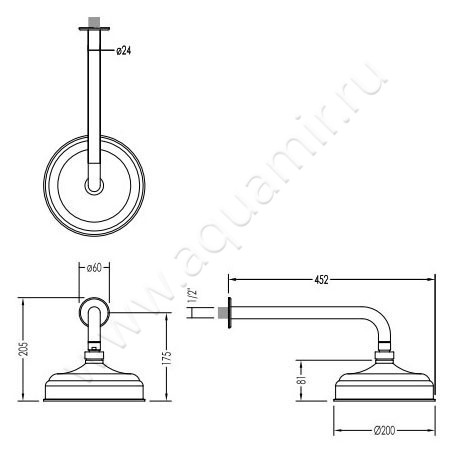 Верхний душ Devon & Devon Swan EXC-SW140GK размеры