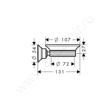 Мыльница настенная Hansgrohe Axor Montreux 42033000 размеры