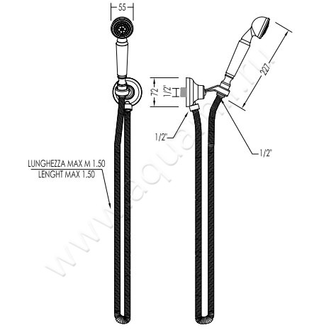 Душевой гарнитур Devon & Devon Swan EXC-SW118OTS размеры