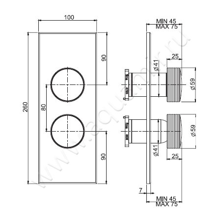 Встраиваемый смеситель для душа Carlo Frattini Texture F5609X6HBS размеры