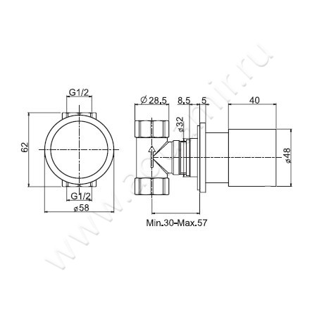 Клапан контроля Carlo Frattini Fluid F3243/1CR размеры