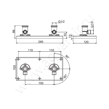 Скрытая часть Carlo Frattini F2302 размеры