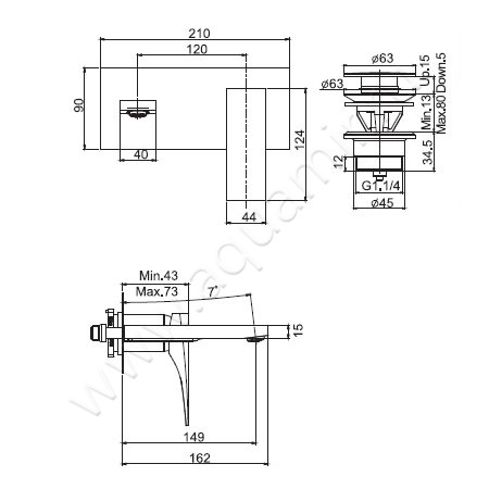 Смеситель для раковины Carlo Frattini Zeta F3971X5CR размеры