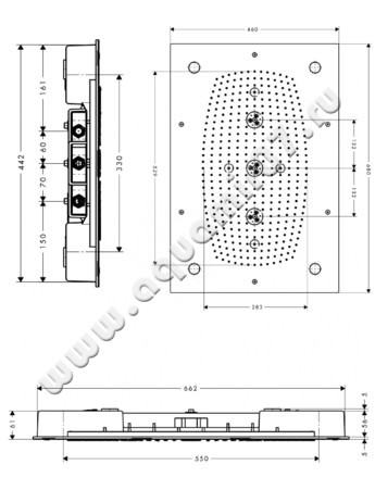 Верхний душ с подсветкой Hansgrohe Raindance 28418000 размеры