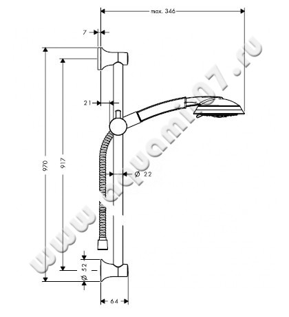 Душевой гарнитур Hansgrohe Raindance Classic 100 27841000 размеры