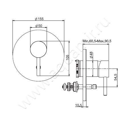 Встраиваемый смеситель для ванны Carlo Frattini Maxima F5309X2CR размеры