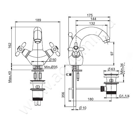 Смеситель для раковины Carlo Frattini Olivia F5041OR размеры