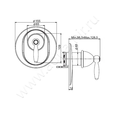 Встраиваемый смеситель для душа Carlo Frattini Olivia F5009X1BR размеры