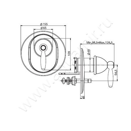 Встраиваемый смеситель для ванны Carlo Frattini Olivia F5009X2BR размеры