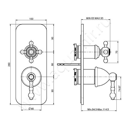 Встраиваемый смеситель для ванны Carlo Frattini Epoque F5089X6OR размеры