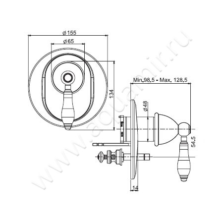Встраиваемый смеситель для ванны Carlo Frattini Herend F5409X2OR размеры