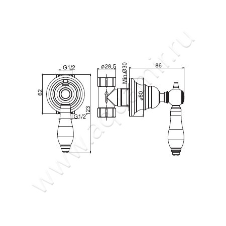 Клапан контроля Carlo Frattini Herend F5413/1OR размеры