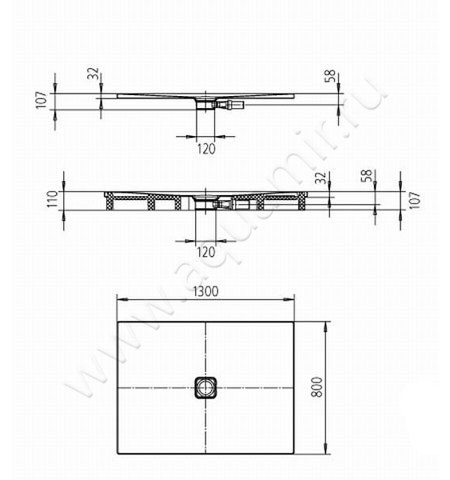 Стальной душевой поддон Kaldewei Conoflat 466100010001 размеры