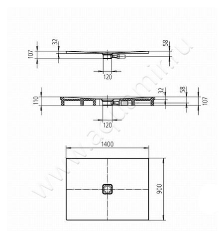 Стальной душевой поддон Kaldewei Conoflat 466500010001 размеры