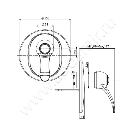 Встраиваемый смеситель для душа Carlo Frattini Lamp F3309X1CR размеры